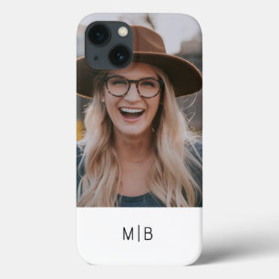 シンプル モダン モノグラム 写真 名前入り iPhone 13ケース