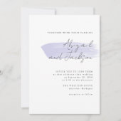 シンプル モダン ライラック ブラシ ストローク ウェディング 招待状 (正面)