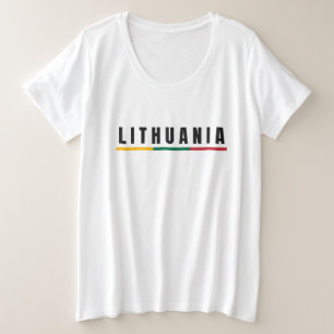 シンプル モダン リトアニア lietuva 国旗 お土産 プラスサイズTシャツ