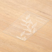 シンプル モダン リーフ ウェディング アクリル招待状 (レイダウン)