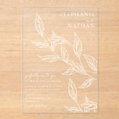 シンプル モダン リーフ ウェディング アクリル招待状 (正面)