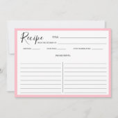 シンプル モダン レシピ カード ピンク (正面)
