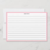 シンプル モダン レシピ カード ピンク (裏面)
