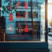 シンプル モダン レッド メリー&ブライト クリスマス ウェルカム ウィンドウサイン