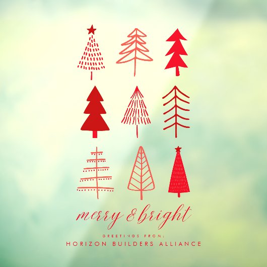 シンプル モダン レッド メリー&ブライト クリスマス ウェルカム ウィンドウサイン (シート3)