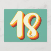 シンプル モダン レトロ グルーヴィー エイティーン 18歳の誕生日 ポストカード (正面)