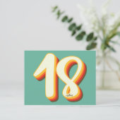 シンプル モダン レトロ グルーヴィー 18歳の誕生日 ポストカード (スタンド正面)