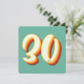 シンプル モダン レトロ グルーヴィー 30歳の誕生日 招待状 (スタンド正面)