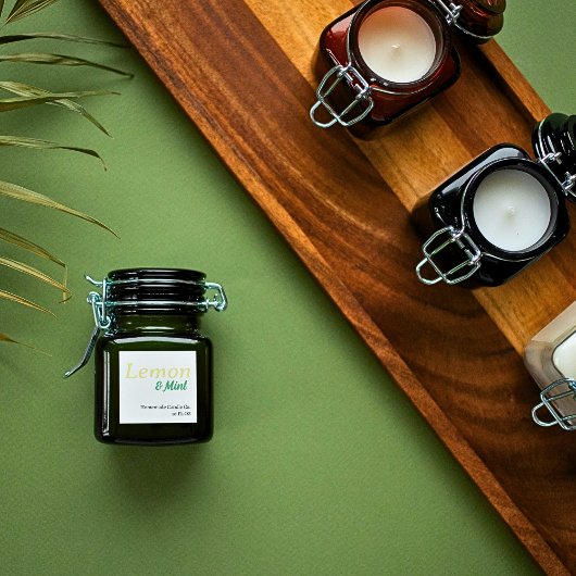 シンプル モダン レモン & ミント キャンドル スクエアシール