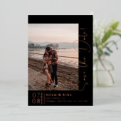 シンプル モダン 保存日スクリプト 箔招待状 (立ち正面)