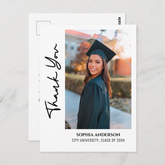 シンプル モダン 卒業 ありがとう ポストカード (正面/裏面)