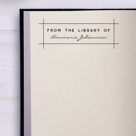 シンプル モダン 図書館 カスタム名 書籍 ラバースタンプ