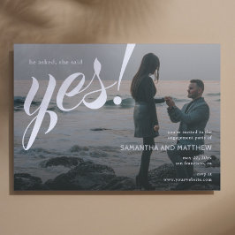 シンプル モダン 彼女はイエスと言った 写真 婚約 パーティー 招待状