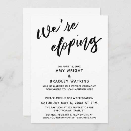 シンプル モダン 手書き タイポグラフィー 招待状 (正面/裏面)