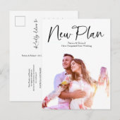 シンプル モダン 新しい計画 結婚式延期のお知らせ ポストカード (正面/裏面)