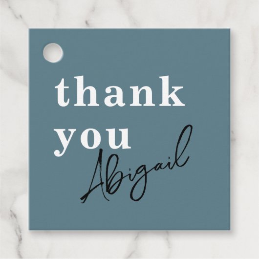 シンプル モダン 水彩 ターコイズ ブライダル シャワー フェイバータグ (正面)