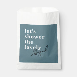 シンプル モダン 水彩 ターコイズ ブライダル シャワー フェイバーバッグ