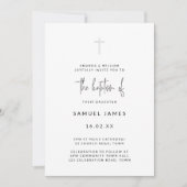 シンプル モダン 水彩 手書き グレー 洗礼 招待状 (正面)