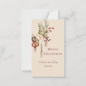 シンプル モダン 水彩 花 イラスト クリスマス ノートカード (正面)