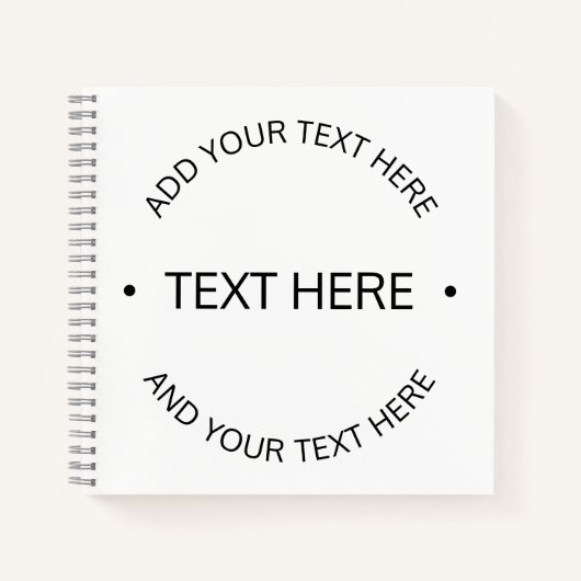 シンプル モダン 編集可能 テキスト | 白 & 黒 ノートブック (正面)