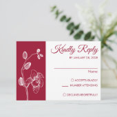 シンプル モダン 花 エレガント ラン 極ミニマリスト 出欠カード (スタンド正面)