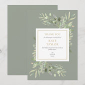 シンプル モダン 葬儀 追悼 緑 サンキューカード (正面/裏面)
