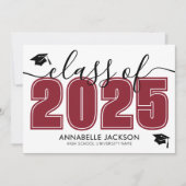 シンプル モダン 赤い卒業パーティー 招待状 (正面)