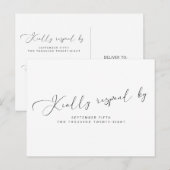 シンプル モダン 黒と白のカリグラフィー RSVP インビテーションポストカード (正面/裏面)