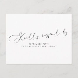 シンプル モダン 黒と白のカリグラフィー RSVP インビテーションポストカード