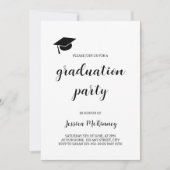 シンプル モダン 黒と白の写真 卒業式 招待状 (正面)