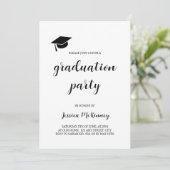 シンプル モダン 黒と白の写真 卒業式 招待状 (スタンド正面)