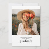 シンプル モダン 黒と白の写真 卒業式 招待状 (裏面)