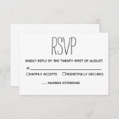 シンプル モダン 黒と白の結婚式 出席確認カード 出欠カード (正面/裏面)