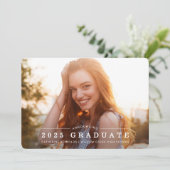 シンプル モダン 2 フォト 卒業おめでとうカード 招待状 (スタンド正面)