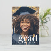 シンプル モダン 2 フォト 卒業パーティー 招待状 (スタンド正面)