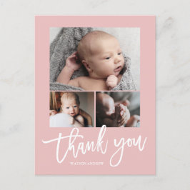 シンプル モダン 3 フォト コラージュ ベビー フォト サンクス ポストカード