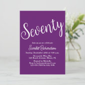 シンプル モダン 70歳の誕生日パーティー 招待状 秋 紫 (スタンド正面)