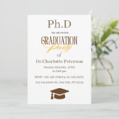 シンプル モダン PhD 卒業パーティー招待状 招待状 (スタンド正面)