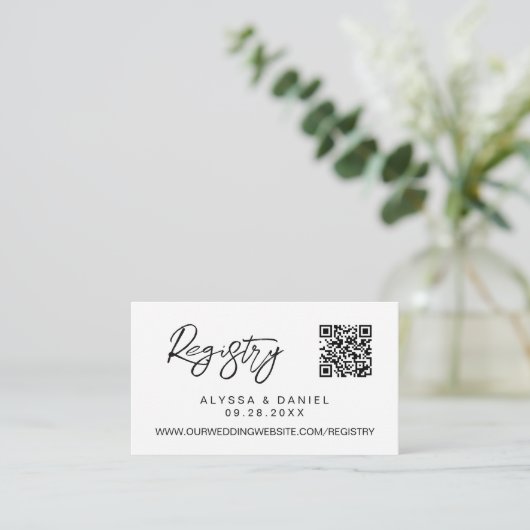 シンプル モダン QRコード 結婚式 レジストリー カスタム エンクロージャーカード (スタンド正面)