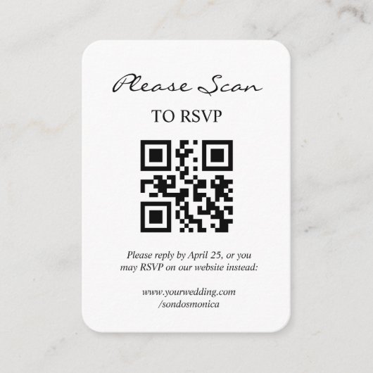 シンプル モダン RSVP QRコード同封カード エンクロージャーカード (正面)