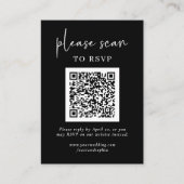 シンプル モダン RSVP QRコード | ブラック エンクロージャーカード (正面)