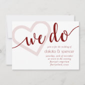 シンプル モダン We Do | キャンディ レッド フロリッシュ スクリプト 招待状 (正面)