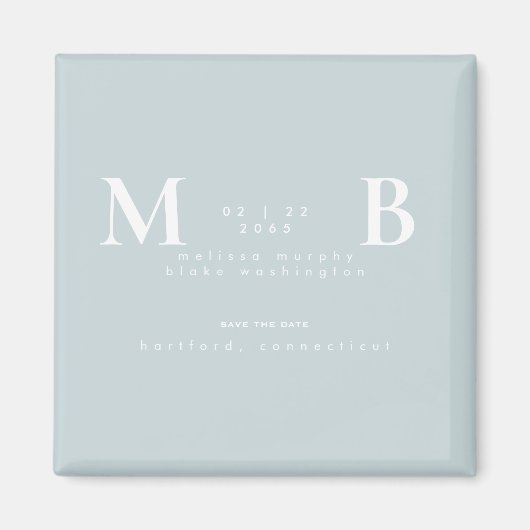 シンプル&モノグお洒落ラムウィンターブルー日付を保存 マグネット (正面)