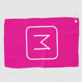 シンプル&モノグモダンラムイニシャル | ピンクと白 ゴルフタオル (横)