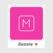 シンプル&モノグモダンラムイニシャル | ピンクと白 シール (シート)