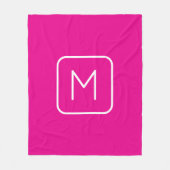 シンプル&モノグモダンラムイニシャル | ピンクと白 フリースブランケット (正面)