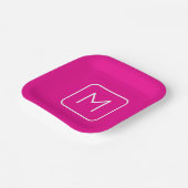 シンプル&モノグモダンラムイニシャル | ピンクと白 ペーパープレート (傾斜あり)