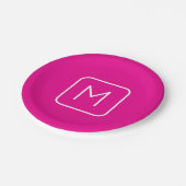 シンプル&モノグモダンラムイニシャル | ピンクと白 ペーパープレート (アングル)