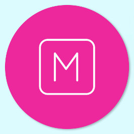 シンプル&モノグモダンラムイニシャル | ピンクと白 ラウンドシール