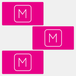 シンプル&モノグモダンラムイニシャル | ピンクと白 ラベル